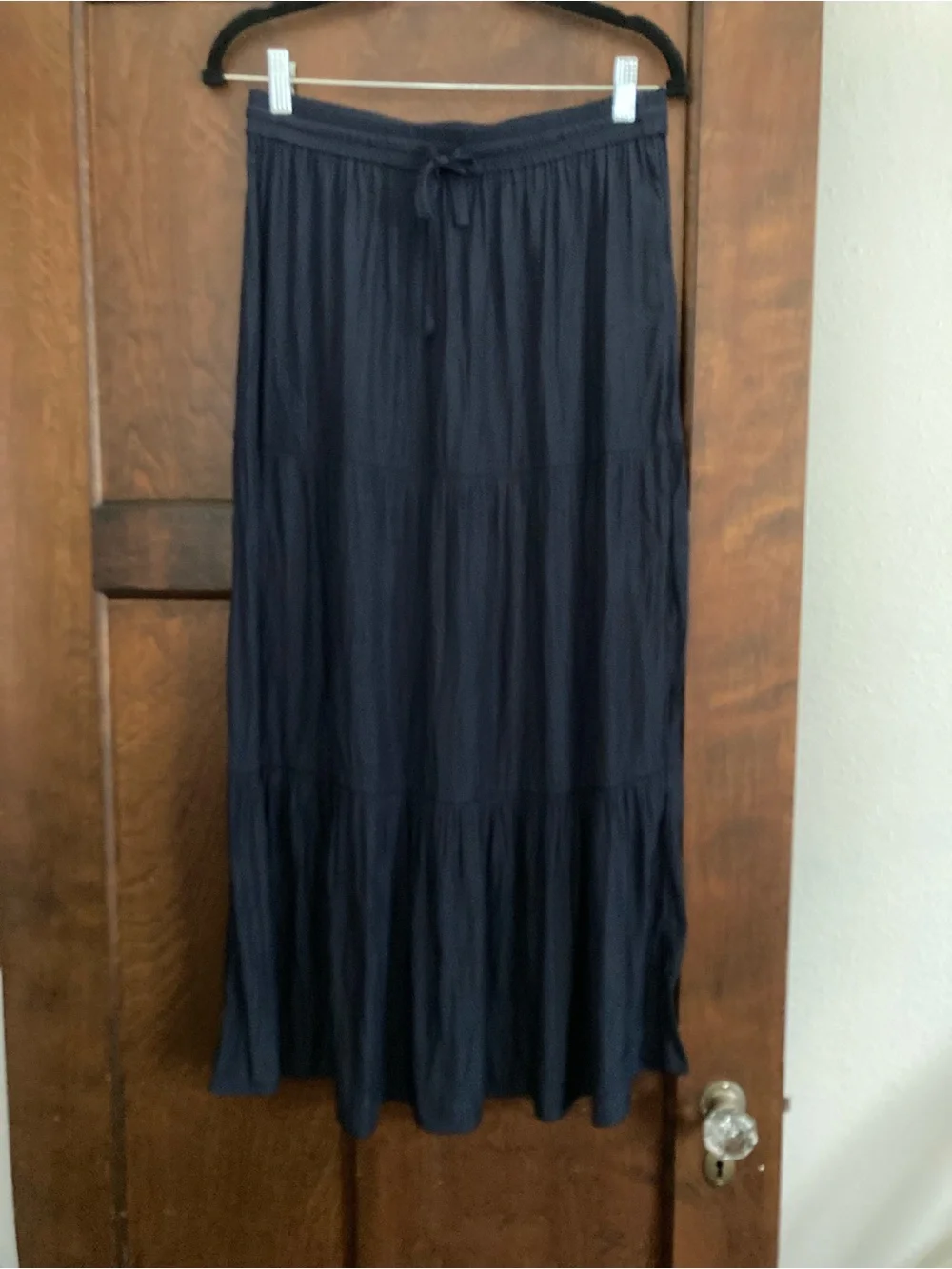 J. Jill Navy Tiered Midi Skirt